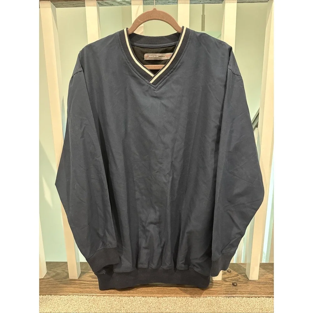 PERRY ELLIS‎ AMERICA ACTIVE Mens Medium Navy Pullover V-Neck Cardigan Comfort